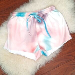 TyeDye HighWaisted Raw Edge Shorts